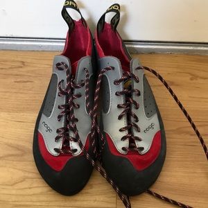 Nago La Sportiva Men’s sz 9 1/2 rock climbing shoes like new gray black w red
